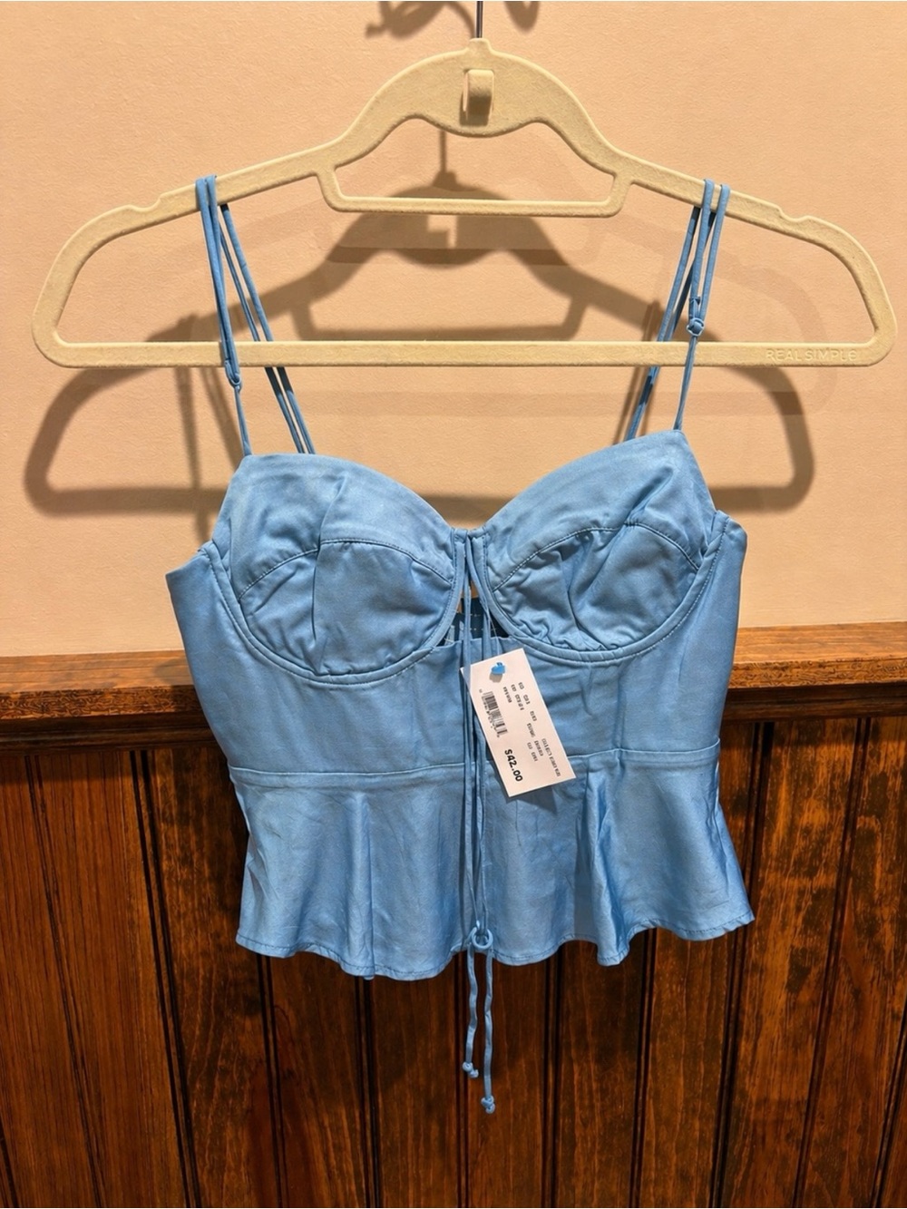 Light Blue Structured Bustier Tank Top